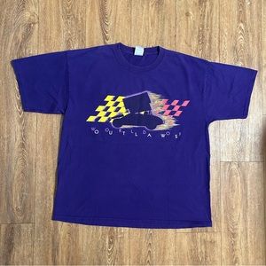 Vintage 1990s Gildan World Of Outlaws Y2K Eagle Graphic T-shirt Men’s XL Purple